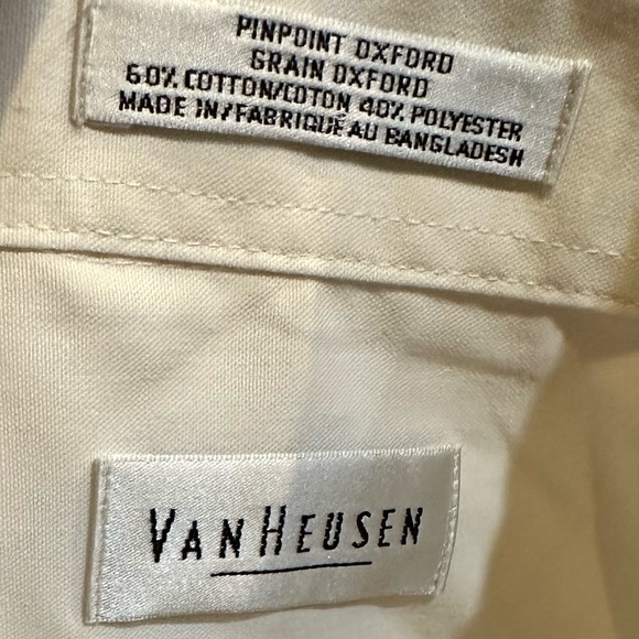 VAN HEUSEN WHITE DRESS SHIRT PINPOINT OXFORD WRINKLE FREE 16 1/2 34/35 CA50900 - Picture 8 of 8